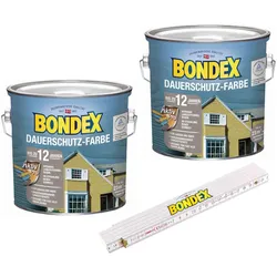 BONDEX BigPack Dauerschutz Farbe Außen, hochdeckend, wetterschutz + Zollstock 5 l, Montana