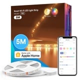 meross Led Strip 5m funktioniert mit Apple HomeKit, WLAN Led Streifen, Smart RGBWW Strip kompatibel mit Alexa und Google, für Zuhause, Party, Weihnachten