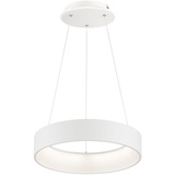 WOFI LED Pendelleuchte dimmbar Hoehenverstellbar Esstischlampe hängend LED Modern Hängelampe Ring weiß, Metall, 31,5W 2500Lm warmweiß, DxH 45x150 cm, 11489