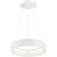 WOFI LED Pendelleuchte dimmbar Hoehenverstellbar Esstischlampe hängend LED Modern Hängelampe Ring weiß, Metall, 31,5W 2500Lm warmweiß, DxH 45x150 cm, 11489