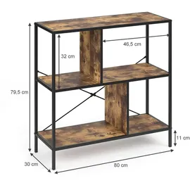 Vicco Raumteilerregal 80 x 79 x 30 cm Braun/Schwarz