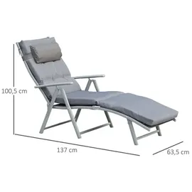 Outsunny Sonnenliege 137 x 63,5 x 101 cm Grau