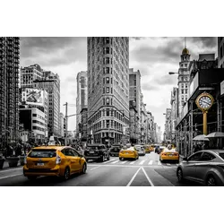 Fototapete PAPERMOON "Gelbe Taxis", bunt (mehrfarbig), B:3m L:2,23m, Vlies, Tapeten