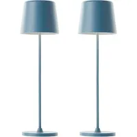 Brilliant LED-Akku-Tischleuchte Kaami 2er-Set nordisch blau matt