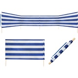 IDENA - Windschutz in Blau-Weiß, mit Holzstäben, Tragegurt und Fixierungsbändern, 80 x 600 cm oder 80 x 800 cm, Sichtschutz für Strand, Camping und Garten