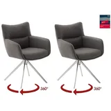 MCA Furniture MCA LIMONE 2 4 Fuß Stuhl mit Armlehnen Edelstahl/Leder 360° - Silber