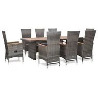 vidaXL Garten-Essgruppe 9-tlg. grau 46047
