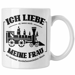 Trendation Tasse Lustige Modelleisenbahn Tasse Geschenk für Eisenbahner weiß