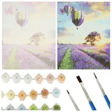 LA CUTE Malen nach Zahlen Malen nach Zahlen Set Blumenwiese- Lavendelfeld auf Leinwand (Malen nach Zahlen auf Leinwand Set, 1x Malen nach Zahlen auf Leinwand Komplett-set), Hochwertiges Lavendelfeld-Malen-nach-Zahlen: Einfach 40x50cm