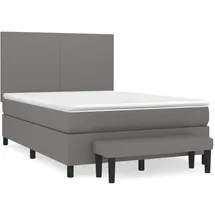 vidaXL Boxspringbett mit Matratze Dunkelgrau 140x200 cm Stoff vidaXL
