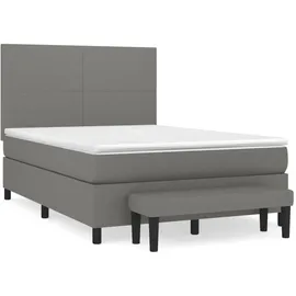 vidaXL Boxspringbett mit Matratze Dunkelgrau 140x200 cm Stoff vidaXL