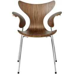 Fritz Hansen - Lily Armlehnstuhl, Chrom / Walnuss natur