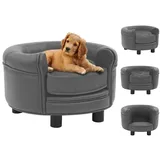 vidaXL Hundesofa Grau 48x48x32 cm Plüsch und Kunstleder