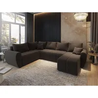 Masseno Ecksofa MADISON XL L-S mit Schlaffunktion U-Form, Sofa mit Bettkasten, Wohnzimmersofa, Couch, Soffa, Bettsofa, Couchgarnitur- Braun, SAWANA 16 - Braun