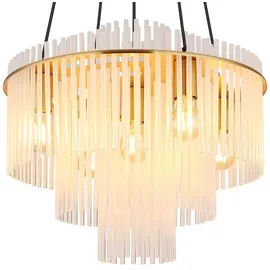 GLOBO Kronleuchter 5 flammig Hängelampe gold Glasstäbe opal Wohnzimmerlampe Esstischleuchte, Metall, 5x E27, DxH 50 x 120 cm