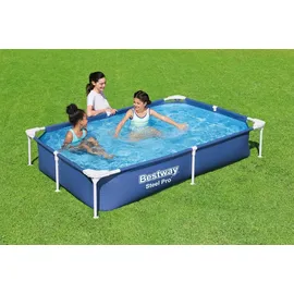 BESTWAY Steel Pro Frame Pool 221 x 150 x 43 cm inkl. Filterpumpe und Reparaturset