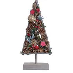WDMT Weihnachtsbaum auf Holzständer | 22 x 8 x 50 cm | Nachhaltige Weihnachtsdekoration | Rot