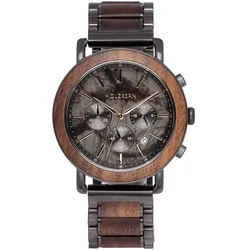 Holzkern Herrenuhr Quarz Chronograph Askja Walnuss/Marmor