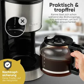 Clatronic Clatronic® KA 3808 Kaffeemaschine Edelstahl Fassungsvermögen Tassen=12 Warmhaltefunktion, Glaskanne