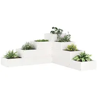 VidaXL Pflanzentreppe 4 Stufen 80,5x79x36 cm Weiß Massivholz Kiefer