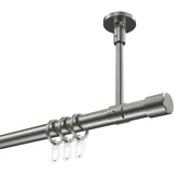 Interdeco GARDINENSTANGE Sonette Santo 600 cm (geteilt in 3 x 200 cm), 1-läufig, 20 mm Ø Edelstahl-Optik