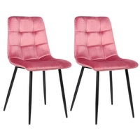 TPFLiving Esszimmerstuhl Till mit hochwertig gepolsterter Sitzfläche - Konferenzstuhl (Küchenstuhl - Esstischstuhl - Wohnzimmerstuhl - Polsterstuhl, 2 St), Gestell: Metall schwarz - Sitzfläche: Samt pink rosa
