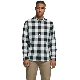 JACK & JONES Gingham Twill Langarmhemd Whisper White / Slim Fit M