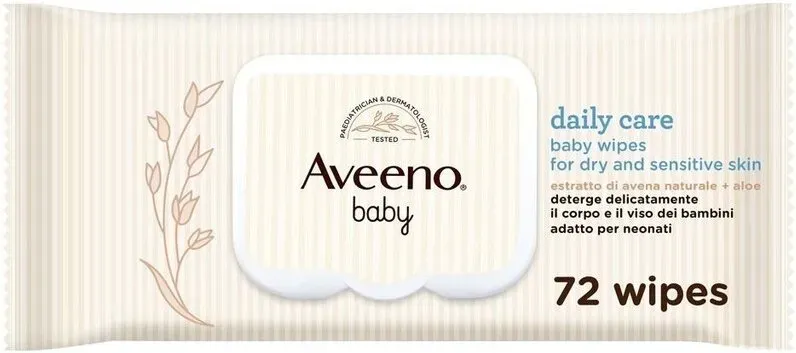 Aveeno Baby Tägliche Pflege Feuchttücher mit Hafer und Aloe-Extrakt 72 Tücher