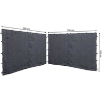 2 Seitenteile mit RV 250x192cm 350x192cm für Pavillon Nizza 3x4m Seitenwand Grau RAL 7012