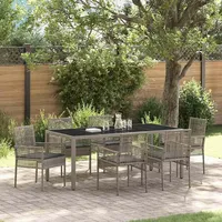 vidaXL Garten Essgruppe 7-tlg. Grau