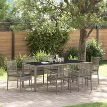vidaXL Garten Essgruppe 7-tlg. Grau