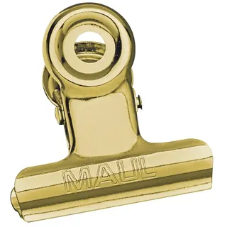 MAUL Papierklemmer MAULstandard aus Metall (10 Stück), Klemmer mit breitem Verschlussclip 3 cm und Klemmweite 1 cm, Gadget für Haushalt, Küche und Büro, geeignet für DIY Projekte, Gold
