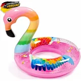 Aufblasbarer Flamingo Schwimmring für Erwachsene Kinder Poolparty Luftmatratze