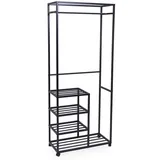 M2 Kollektion Kleiderwagen, Schwarz Metall, 75x183x35 cm