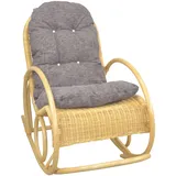 Schaukelstuhl Rattan mit Kissenauflage Beige/Braun  Schaukelsessel Relaxsessel