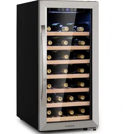 Klarstein Weinkühlschrank, Getränkekühlschrank Schmal, Kühlschrank mit Glastür, Getränkekühlschränke Freistehend, Weinkühlschrank Klein, Weinkühlschränke 1 Zone, UV-Schutz, 5-18 °C, 38 Uno