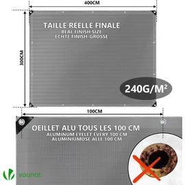 VOUNOT Abdeckplane grau 3x4 m