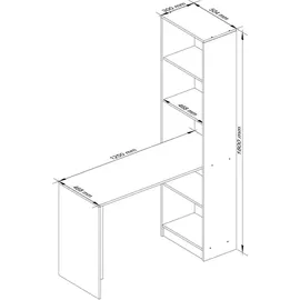 akord furniture factory AKORD Smart, Weiß Schreibtischbibliothek B125 x H180 x T50 cm,