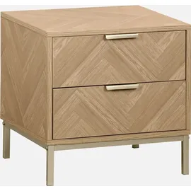 sweeek 2er-Set Nachttische mit Fischgrät-Dekor - sweeek