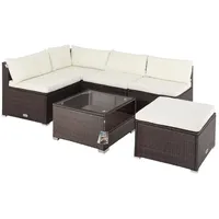 CASARIA Casaria® Polyrattan Ecklounge Braun-Creme