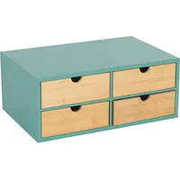 Relaxdays Schreibtisch Organizer 4 Schubladen Hellbraun/Türkis