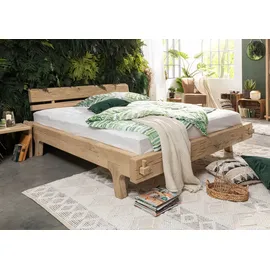 Massivmoebel24 Balkenbett 180 x 200 cm Beige