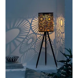 Dehner Solar-Laterne Metall Kunststoff Ø 18,5 cm Höhe 69 cm Dämmerungssensor schwarz