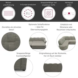 DOMO collection Ecksofa DOMO COLLECTION "Papenburg, zeitlose Rückensteppung, elegante Formensprache, L-Form", schwarz, B:235cm H:84cm T:140cm, Kunstleder SOFTLUX;Luxus-Microfaser (100% Polyester);Struktur ( 90% Polyester, 10% Polyacryl);Microfaser PRIMABELLE (100%