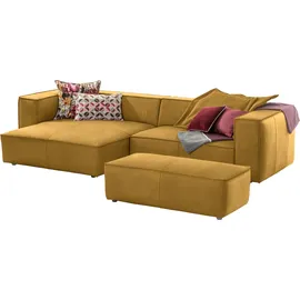 W.Schillig Ecksofa "around-the-block, modern und elegant, bequem, L-Form", gelb (kurkuma z69), B:300cm H:66cm T:164cm, Longlife Xtra-Leder Z69: Das feinnarbige, gedeckte Softleder Z69 besticht durch seine außergewöhnliche Weichheit im trendigen »Vintage-Look«,