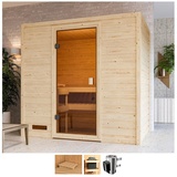 welltime Sauna »Sunie«, 3,6-kW-Plug & Play Ofen mit int. Steuerung beige