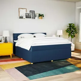 vidaXL Boxspringbett mit Matratze Blau 180x200 cm Stoff