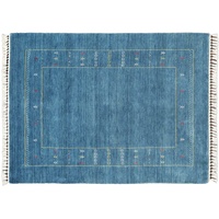 Moderner Teppich Lorry Buff GABBEH Home & Living 150 x 90 cm aus pflanzlicher Wolle in der Farbe Blau. Ideal für Jede Art von Umgebung: Küche, Badezimmer, Wohnzimmer, Schlafzimmer