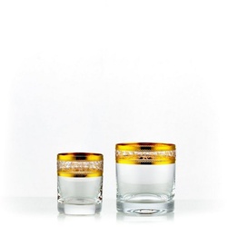 Crystalex Whiskyglas Barline Whiskygläser Schnapsgläser Gold 12-teiliges Set Kristallglas, Goldrand, Gold Gravur