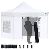 VOUNOT Faltpavillon 3 x 3 m inkl. Seitenteile weiß